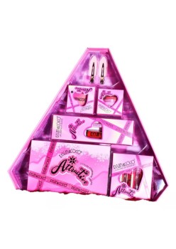 Set de Machiaj din 6 Piese Kevin&Coco, Farduri de Pleoape, Iluminator, Lip Gloss-uri, Creioane de Buze, Blush, Agrafe, Model Atractive, 35x33x10.5 cm, Multicolor