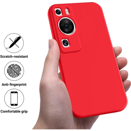 Husa de Protectie, Flippy, pentru Huawei P60 Pro, Liquid Silicon, cu Microfibra pe Interior, Protectie Antisoc, Compatibil Incarcare Wireless, Rosu