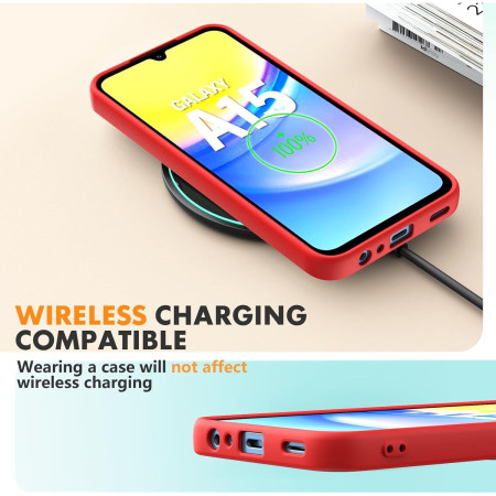 Husa de Protectie, Flippy, pentru Samsung Galaxy A15, Liquid Silicone, cu Microfibra pe Interior, Protectie Antisoc, Compatibil Incarcare Wireless, Rosu