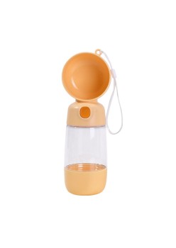 Sticla Animale, Flippy, Portabila, pentru Hrana si Apa, din ABS, 400 ml/182 ml, 25.5 x 8 x 9 cm, Galben