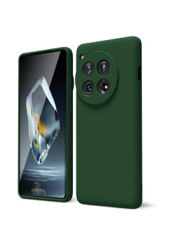 Husa de Protectie, Flippy, pentru OnePlus 12 5G, Liquid Silicone, cu Microfibra pe Interior, Protectie Antisoc, Compatibil Incarcare Wireless, Verde