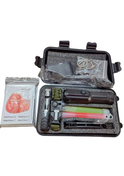 Kit supravietuire multifunctional, Flippy, Instrumente profesionale, Tip Valiza, pentru Camping, Drumetii, Aventuri in aer liber, 130x210 cm, Negru