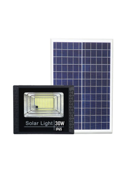 Proiector LED SMD 30W cu incarcare solara Flippy, panou solar, cu telecomanda, suport prindere, material ABS, 1.2AH, 100 LED-uri, 93Lm, 11.8x21 cm, negru