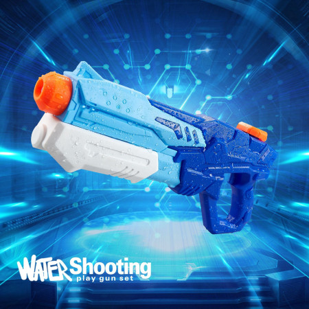 Pistol cu Apă pentru Copii, 6+ ani, cu Rezervor de 600ML, Jet Puternic, Ideal pentru Piscină și Plajă, Albastru
