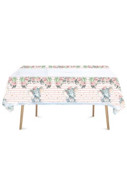 Fata de Masa, Flippy, din Plastic, Imprimeu Elefanti, 180 x 108 cm, Roz
