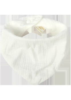Baveta Triunghiulara din Bumbac pentru Copii, Flippy, 0-12 Luni, 33x32 cm, Rezistenta la apa, Alba