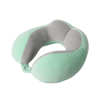 Pernă de Voiaj pentru Gât, Bumbac Moale, Suport Ergonomic cu 4 Puncte de Confort, Sistem de Prindere cu Capse, Ideală pentru Călătorii, Birou, Mașină, Verde
