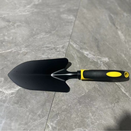 Set 4 Unelte Grădină Plantare și Îngrijire, PVC + Oțel Carbon, Greblă, Săpăligă Dublă, Lopată Mica, Lopată Lată, 43 x 11 cm, Negru/Galben