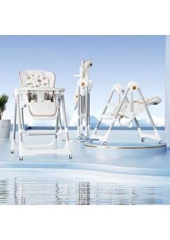 Foldable multifunctional baby dining chair-color: white