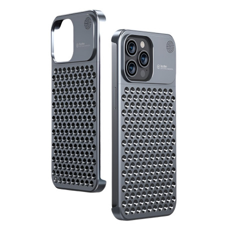 Husa Aromaterapia Compatibila cu iPhone 15 Pro Max, Flippy, Antisoc, Antizgariere, Protectie Camera si Supraincalzire, din Aliaj de Aluminiu, Gri