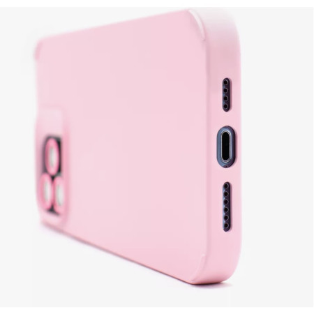 Husa Apple iPhone 13 Pro, Flippy, din Silicon Lichid, Interior din Microfibra, Lentile Fosforescente de Protectie Camera, Anti Amprenta, Rezistenta la Socuri, Roz