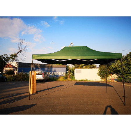 Cort Pavilion Pliabil 3x4.5m Verde, Cadru Metalic, Prelată Impermeabilă, pentru Curte, Grădină, Evenimente