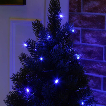 Instalatie de Craciun 8 jocuri de lumini, controler, liniara, 17 m, din care 1 m cablu priza 220V, 200 LED, fir negru, albastru