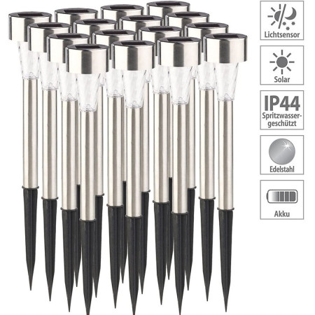 Lampă Solară LED pentru Grădină, Design Minimalist, Inox Rezistent, Iluminare Albă, 29 cm