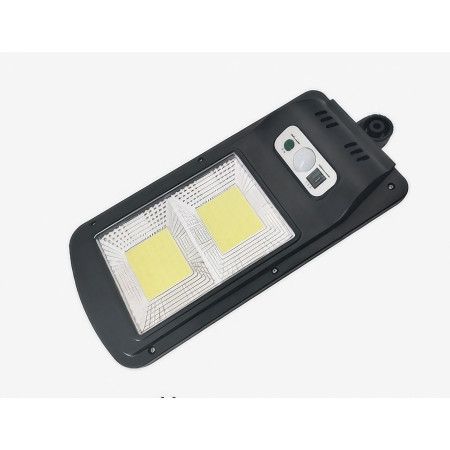 Lampă stradală solară Flippy, cu telecomandă, 36 cm x 11.5 cm, 108 COB LED, 2592 Lumeni, 21.6 W - echivalent 172 W bec incadescent, IP65, Senzor de Miscare, Senzor de Lumina, 2 Grile, Alb Rece
