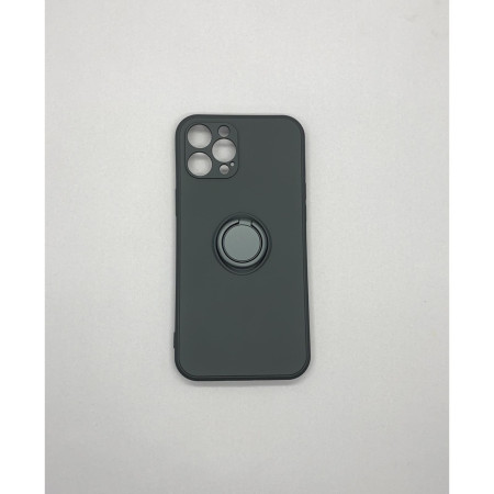 Husa protectie Flippy compatibila cu Apple iPhone 12 Pro Max Liquid Silicone Ring cu suport rotativ Negru