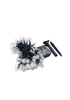 Instalatie Craciun, Tip Globuri de cristal, 100 Led-uri, 12 metri, Alb cald, Energie solara, Senzor de lumina, Flippy