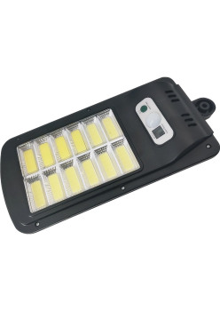 Lampa Solara De Exterior LED Flippy, 36 cm x 11.5 cm, kit montare inclus, 2880 Lumeni 120 COB LED 24 W - echivalent 192 W bec incadescent, IP65, Senzor de Miscare, 3 moduri de iluminare, Senzor de Lumina, 12 Grile, Alb Rece