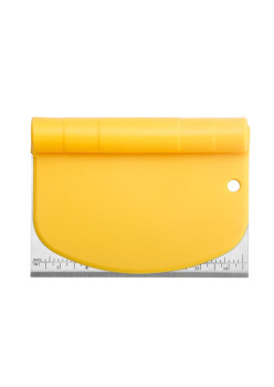 Taietor aluat 15 x 10.5 cm Flippy, 2 in 1, lama otel inoxidabil, maner din ABS, gradat, paleta plastic, galben