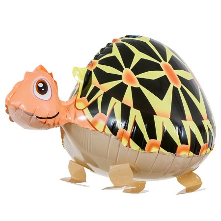 Balon din Folie Metalizata, Flippy, Figurina Animata, Model Broasca Testoasa, 61x32 cm, Ambalaj Individual, Pai Inclus, Umflare cu Aer sau Heliu, Multicolor