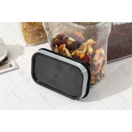 Cutie de Depozitare Alimente, Flippy, tip Container, 2000mL, Recipiente pentru Cereale in Bucatarie,  Transparente cu Capac Negru