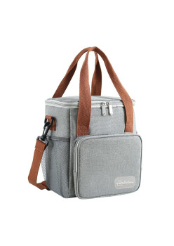 Geanta Termo-Izolanta, Flippy, Multifunctionala, 1 Compartiment Principal, 1 Buzunar Lateral Exterior, Impermeabila, Manere si Bretea de Umar, 25x22x15 cm, Gri