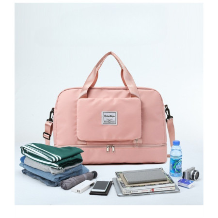 Geanta Pliabila, Flippy, pentru Voiaj, Buzunare Multiple, de Mana, Impermeabila, Material Textil, Capacitate 8 Kg, Dimensiune Deschisa 42x28x10 cm, Roz
