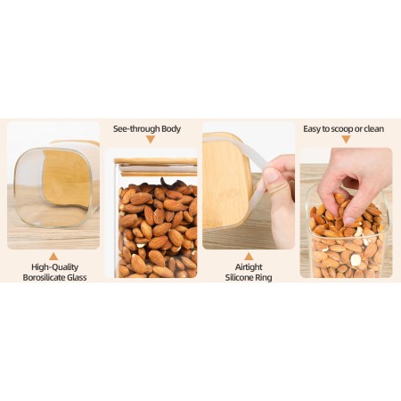 Set 5 Cutii depozitare pentru bucatarie, Flippy, 1x0.5 L, 2x0.8 L, 1x1.2 L, 1x1.9 L