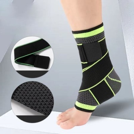 Orteza pentru Glezna, Flippy, cu Benzi Elastice de Fixare, 24 x 10.5 cm, din Nailon, Negru/Verde
