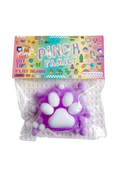 Jucarie Antistres Squishy, Flippy, cu Revenire Lenta, Model Labuta de Pisica Pufoasa, 6x6 cm, 72g, Ambalaj Transparent, Mov-Alb