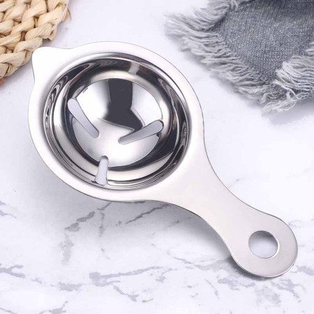 Separator de oua, separa albusul de galbenus, inox, argintiu