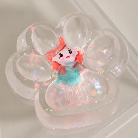 Jucarie Antistres Squishy, Flippy, Labuta de Pisica Pufoasa, cu Revenire Lenta, 7 x 6.5 cm, Model Printesa, Multicolor