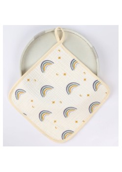 Prosop Absorbant din Bumbac pentru Bebelusi, Flippy, 25x25 cm, Model Curcubee, cu Agatatoare,