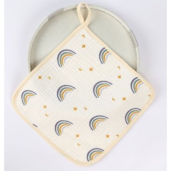 Prosop Absorbant din Bumbac pentru Bebelusi, Flippy, 25x25 cm, Model Curcubee, cu Agatatoare,