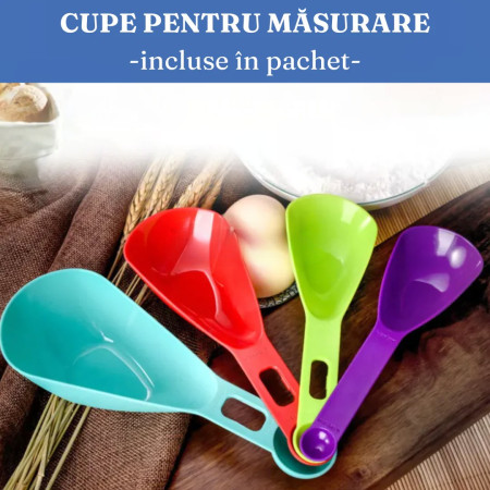 Set 7 Recipiente Organizare Alimente, Flippy, Inchidere Etansa, Etichete Reutilizabile, Cupe Masurare, 4 Dimensiuni Diferite, din Plastic Dur, Transparent