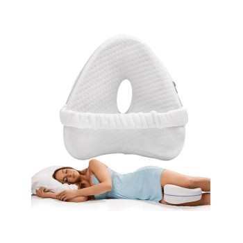 Pernă Ortopedică ErgoHeart, Suport Anatomic pentru Picioare, Spumă cu Memorie, Curea Anti-Cădere, 25x23x13 cm, Alb