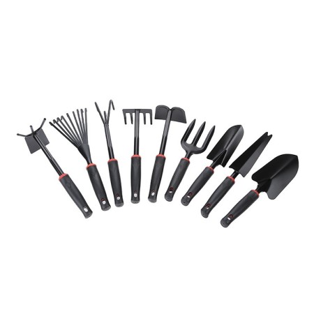 Set 9 Unelte Grădină, pentru Plantare și Îngrijire, PVC Rezistent, Compact, 25x14.5 cm, Negru