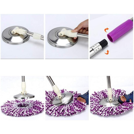 Set mop rotativ cu galeata Flippy, material plastic si microfibra, rezistent, cu dop scurgere, vas detasabil, pentru interior, capacitate 8 l, negru/rosu