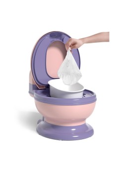 Olita Copii Tip WC, 1-8 Ani, Colac Moale PVC, Cutie Depozitare, Compartiment Detasabil, Antialunecare, Roz-Mov, 34x32x19 cm