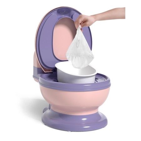 Olita Copii Tip WC, 1-8 Ani, Colac Moale PVC, Cutie Depozitare, Compartiment Detasabil, Antialunecare, Roz-Mov, 34x32x19 cm