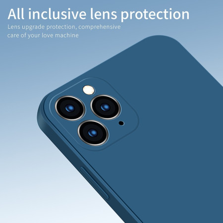 Husa protectie compatibila cu Apple iPhone 11 Pro Max Liquid Silicone Case Albastru inchis