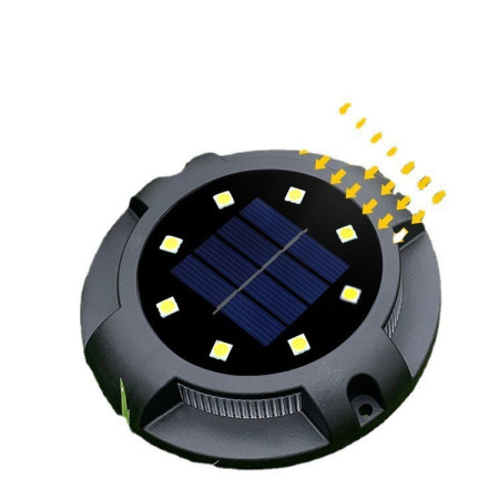 Lampa solara LED tip spot pentru gradina Flippy, cu 4 leduri laterale multicolore si 8 leduri principale alb rece, IP65, material ABS, baterie 2V, 700 mah, 11x13.5 cm, multicolor