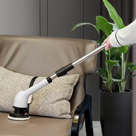 Perie Electrica de Curatare, Flippy, pentru Gresie, Baie, Bucatarie, 25x20x9.5 cm, cu 9 Capete, Maner Extensibil Detasabil 84-127cm, Incarcare USB-Type C, Rotire 360 de Grade, 3000 mAh, Culoare: Alb