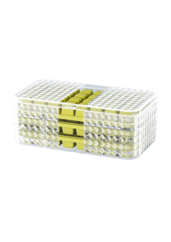 Set 3 forme pentru gheata si o caserola pentru depozitare Flippy, 96 de cuburi, verde