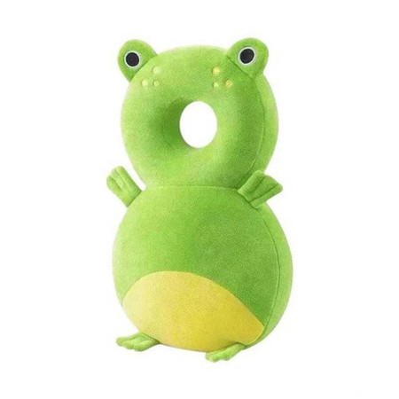 Rucsac cu Pernă de Protecție pentru Cap, Model Broscuță, Tetieră Moale pentru Bebeluși, 33x6x19 cm, 180 g, Verde