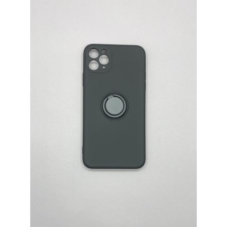 Husa protectie Flippy compatibila cu Apple iPhone 11 Pro Max Liquid Silicone Ring cu suport rotativ Negru