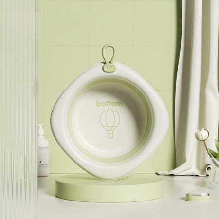 Cada Pliabila pentru Baie pentru Copii, Flippy, Cadita pentru Bebelusi, Model Romb cu Balon, Verde, 31.5x31.5x3.5 cm, 3L