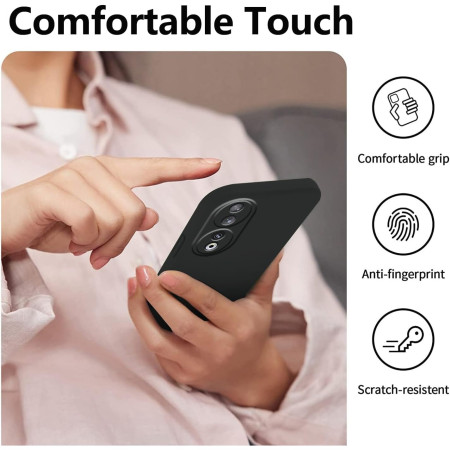 Husa de Protectie, Flippy, pentru Honor 90, Liquid Silicone, cu Microfibra pe Interior, Protectie Antisoc, Compatibil Incarcare Wireless, Negru