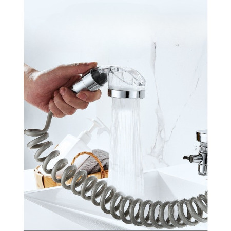 Set Extensie de Dus, Flippy, pentru Baterie Baie sau Bucatarie, 4 Piese, Filtru de Ioni Negativi, Furtun Flexibil de 1.5 Metri, Argintiu