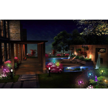 Set 3 Lampi Solare LED tip pasare-fluture-libelula, Inaltime 43 cm, Flippy, Multicolor